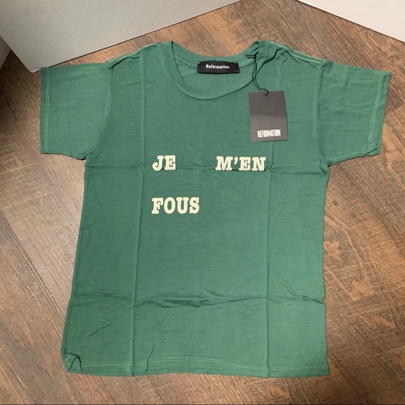 NWT Reformation Green Je M’en Fous Alex Slim Tee - Picture 9 of 11